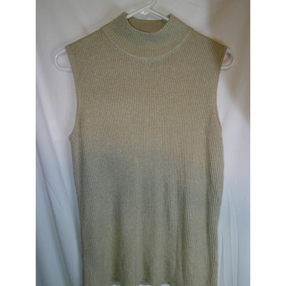Dana Buchman Mock Neck Sleeveless Knit Top Ribbed Sweater Vest Large